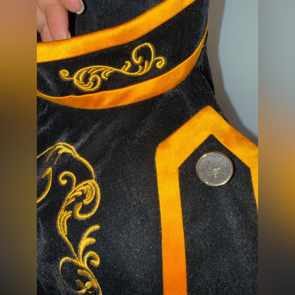 Women's Black Velvet Blazer with Gold Embroidery - Picture 2 of 8